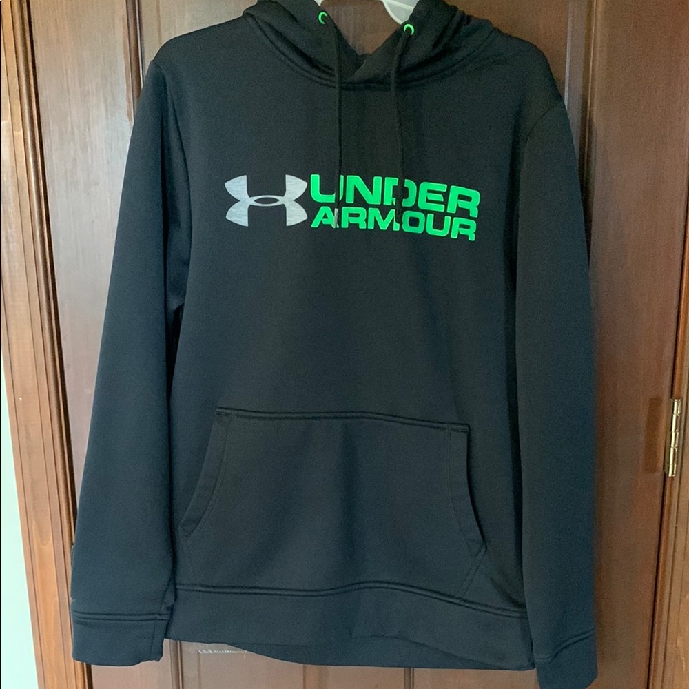 Under Armour Men's Black and Green Hoodie